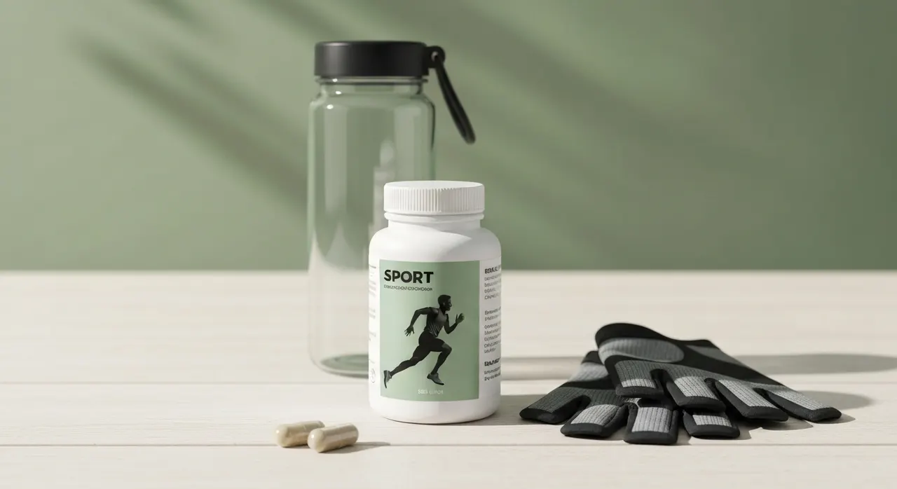 California Gold Nutrition クレアチンモノハイドレート カプセルタイプとトレーニング用品が並んだジムのベンチ