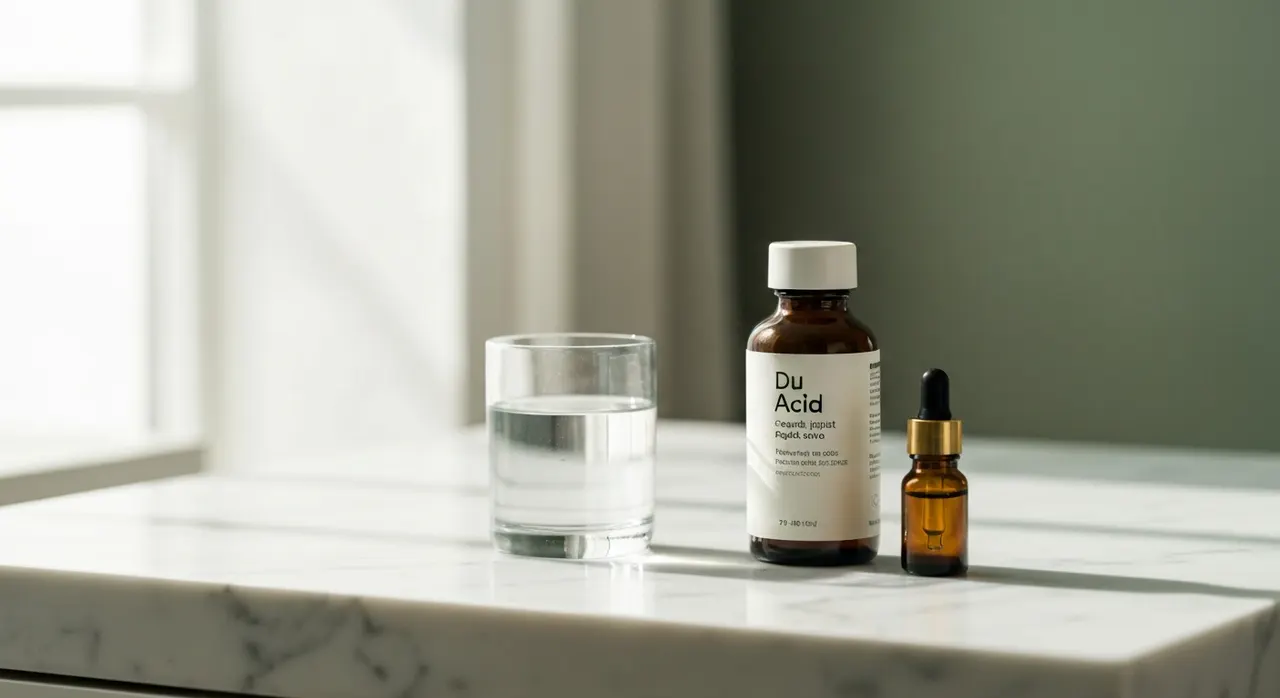 ToniiqのヒアルロナサプリのボトルとグラスをiHerbで購入した方向けに紹介するイメージ