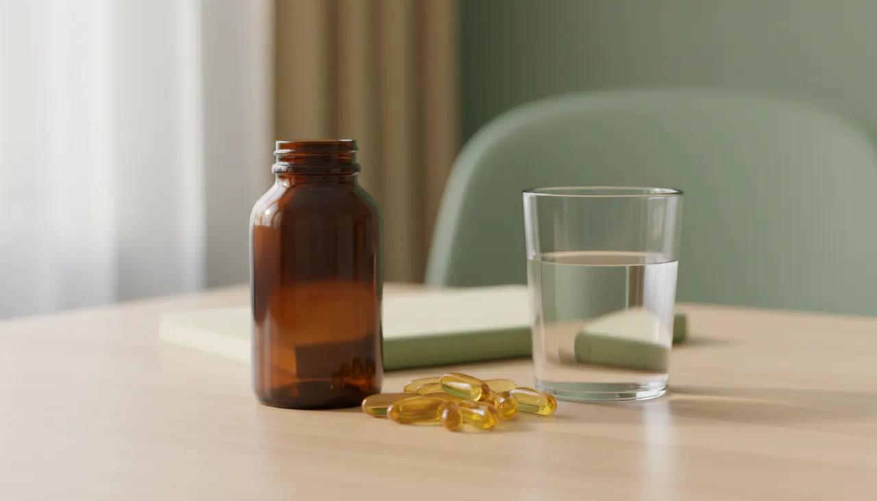 Triquetra Health BioActive B-Complex のボトルとカプセル、水のグラス。活性型ビタミンB群サプリのレビュー記事のアイキャッチ画像