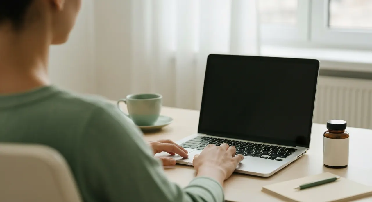 デスクワークとコーヒーが続く40代男性のイメージ。マグネシウム不足になりやすい生活習慣の説明。