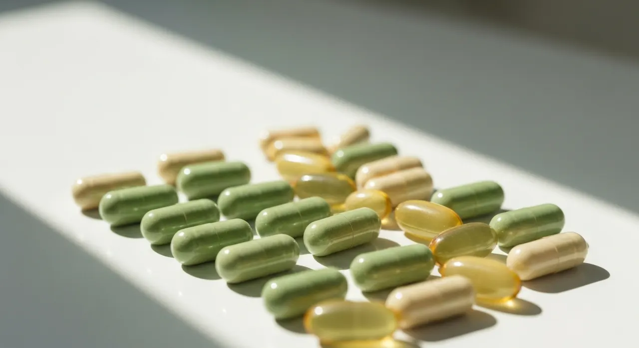 サプリメントの錠剤やカプセルを拡大したイメージ。劣化のサインを確認するための見た目チェック
