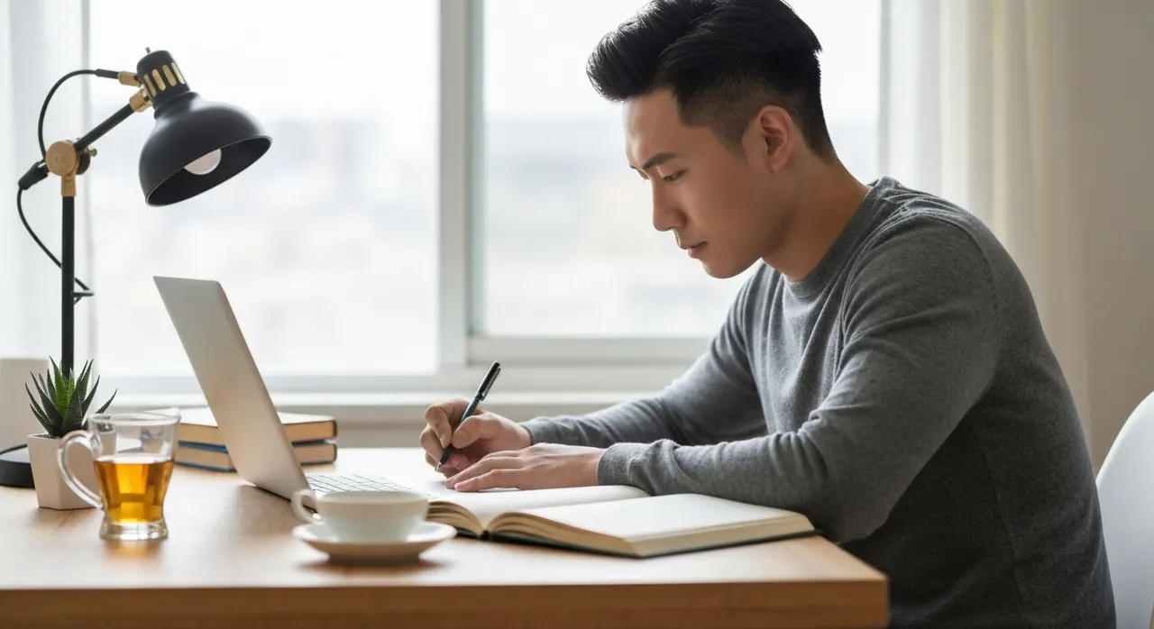 集中して作業する人のイメージ。ホスファチジルセリンの脳への働きを示す