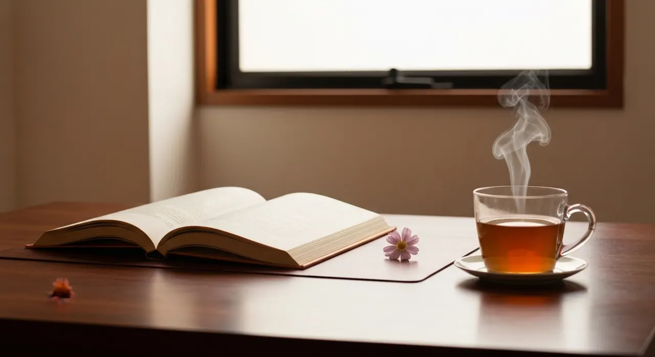集中して書き物をする40代女性。記憶力と集中力のケアを意識する場面