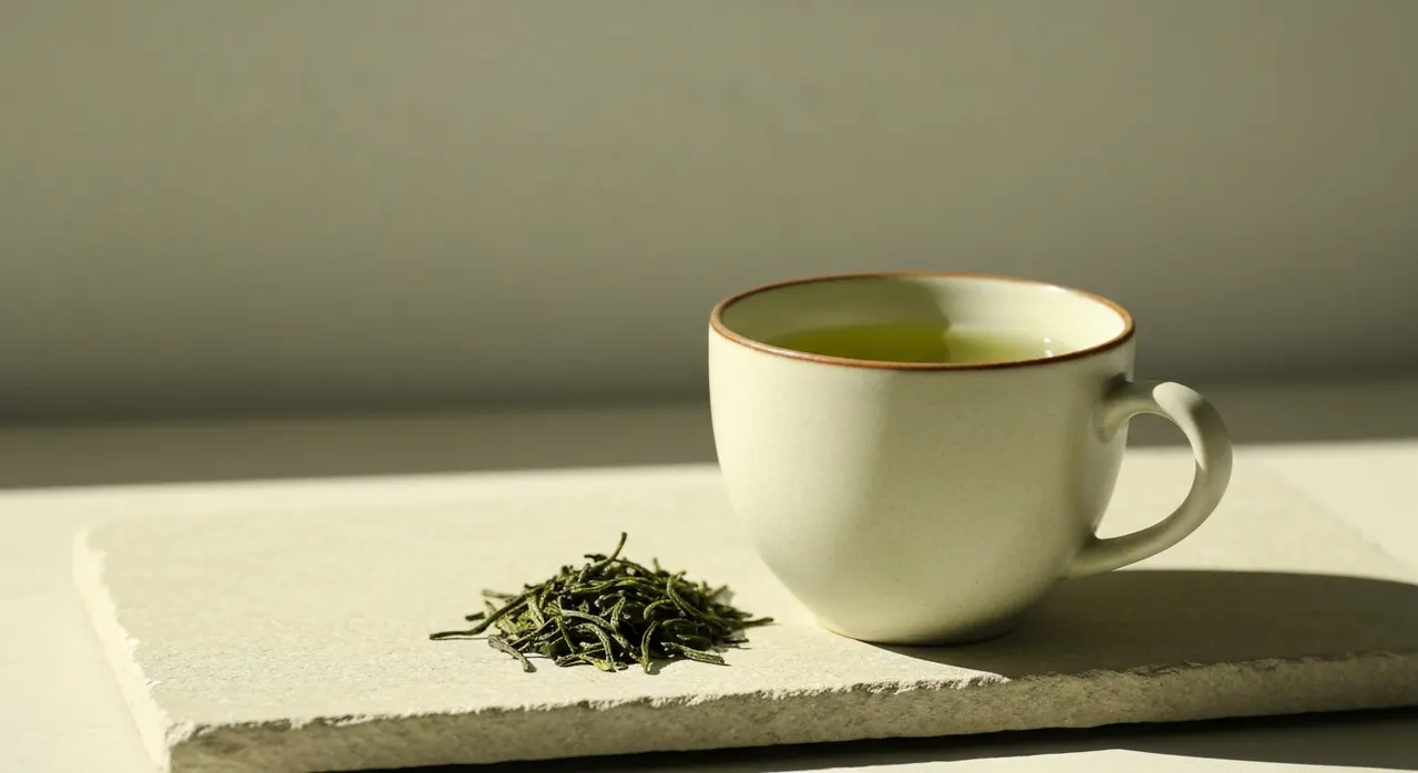 緑茶とL-テアニンの原料となる茶葉のイメージ。テアニンは緑茶に自然に含まれるアミノ酸