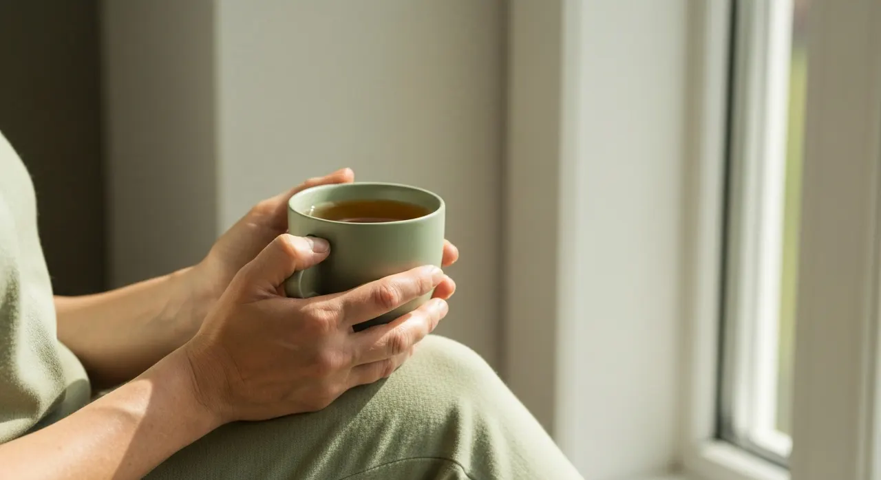 更年期世代の女性が骨の健康と向き合う、穏やかな日常のイメージ