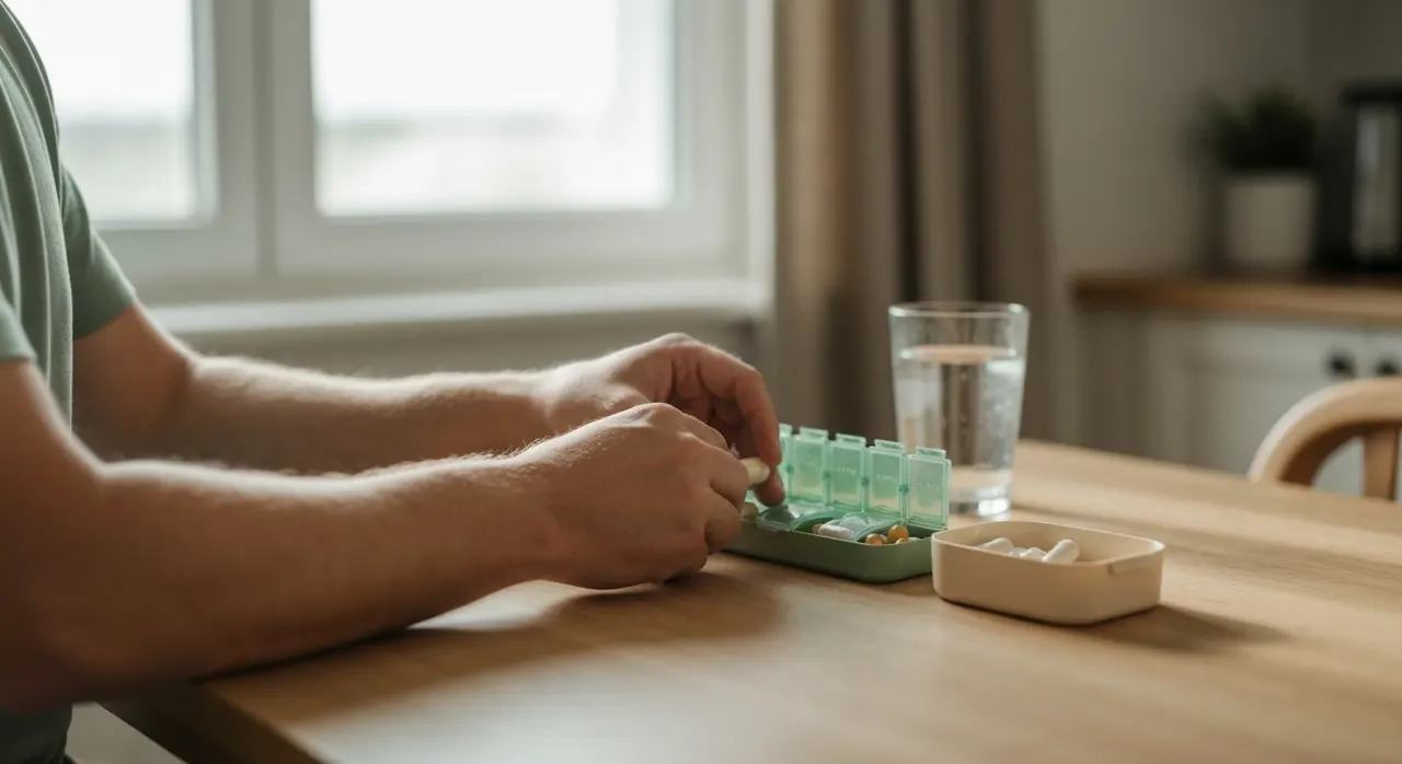 40代の健康管理を意識する男性のイメージ。コエンザイムQ10と年齢との関係を象徴