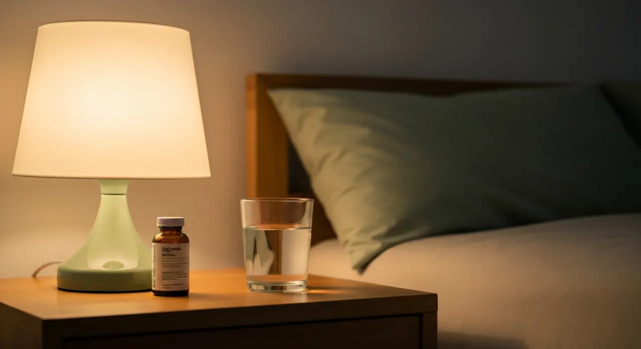 就寝前にグリシンを摂る、夜の睡眠習慣のイメージ