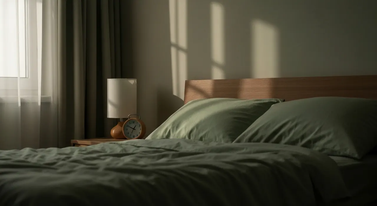 夜に眠れず脚のむずむず感に悩む女性のイメージ