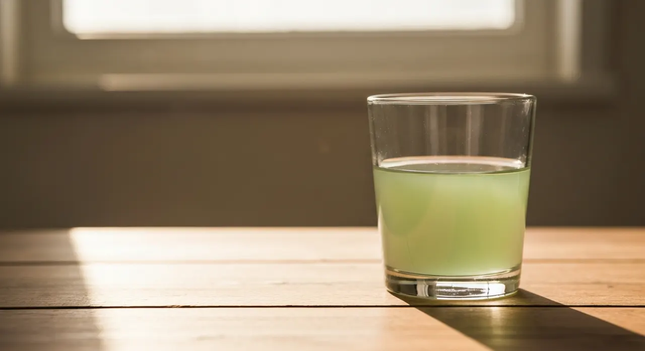 フィッシュオイルのソフトジェルを水と一緒に飲む習慣のイメージ