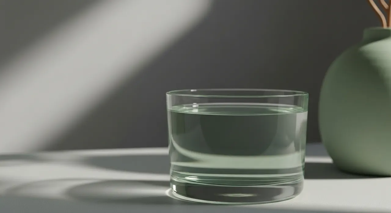 サプリを飲むための水を一杯用意するイメージ